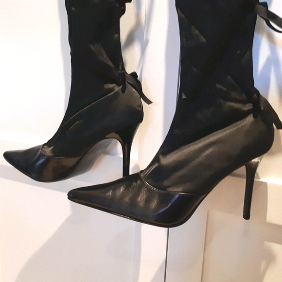 Colin Stuart Rare Lace Up Thigh High Satin Boots - Picture 4 of 12